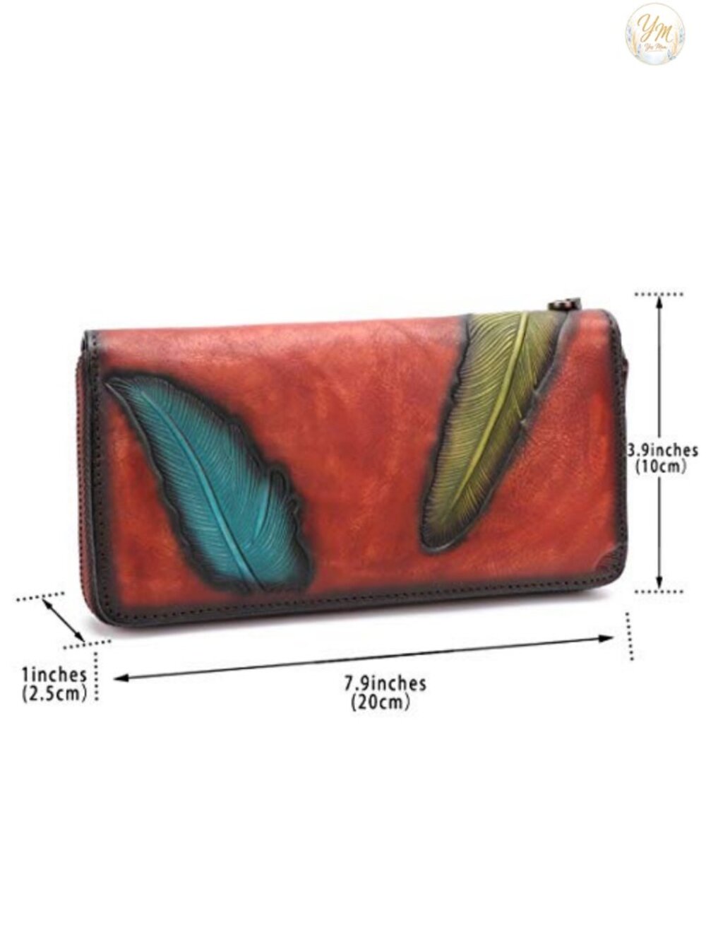 Genuine Leather Zip Around Wristlet Long Purse Handmade Clutch